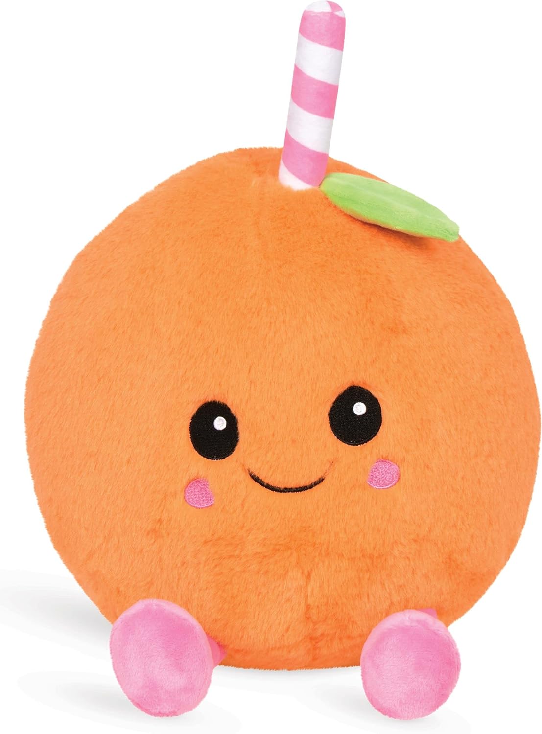 iscream Kawaii Cutie 10" Plush Juicy Orange with Embroidered Accents for All Ages