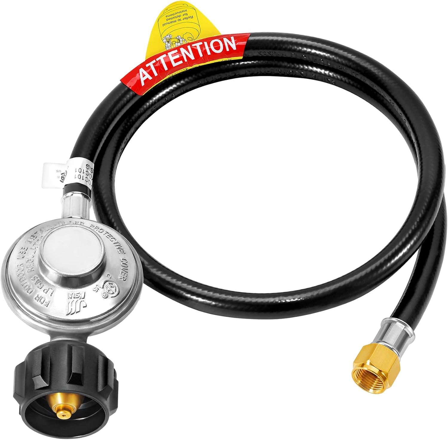 GasSaf 6 Feet Low Pressure Propane Regulator with CSA Certified LPG Hose Most LP Gas Grill, Heater and Fire Pit Table,3/8 Female Flare Nut