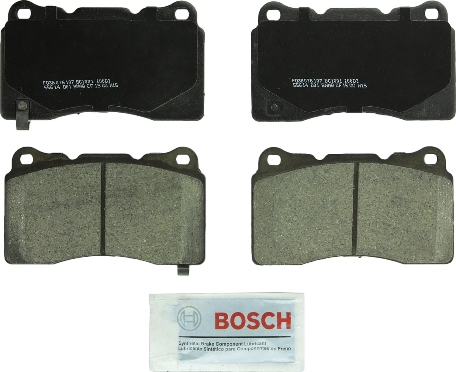 BOSCH BC1001 QuietCast Premium Ceramic Disc Brake Pad Set - Compatible with Select Cadillac, Chevrolet, DeTomaso, Dodge, Ford, Honda, Hyundai, Mitsubishi, Pontiac, SRT, Subaru, Tesla, Volvo