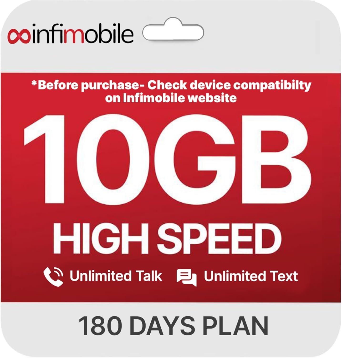 $12.6/Month | Infimobile Prepaid Unlimited Plan: 6 Months | 10GB High-Speed Data Per Month | Unlimited Data Talk & Text | Prepaid Plan Service SIM Card | Nationwide Coverage | 4G, 5G Network