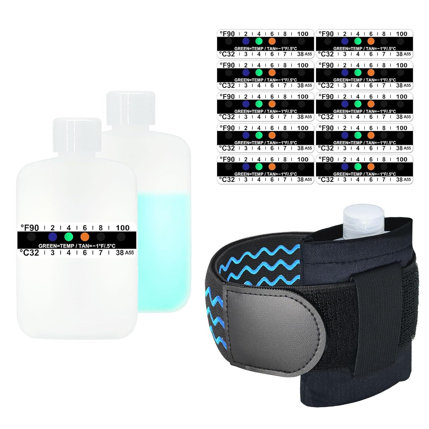 Urine Test Complete Kit - Smaller 3oz Translucent Empty Bottle, Non-Falling and Hi-Stretch Hidden Leg Strap, Urine Test Temperature Strips and Velour Lining Sample Bag, Urine Test Practice Kit at Home