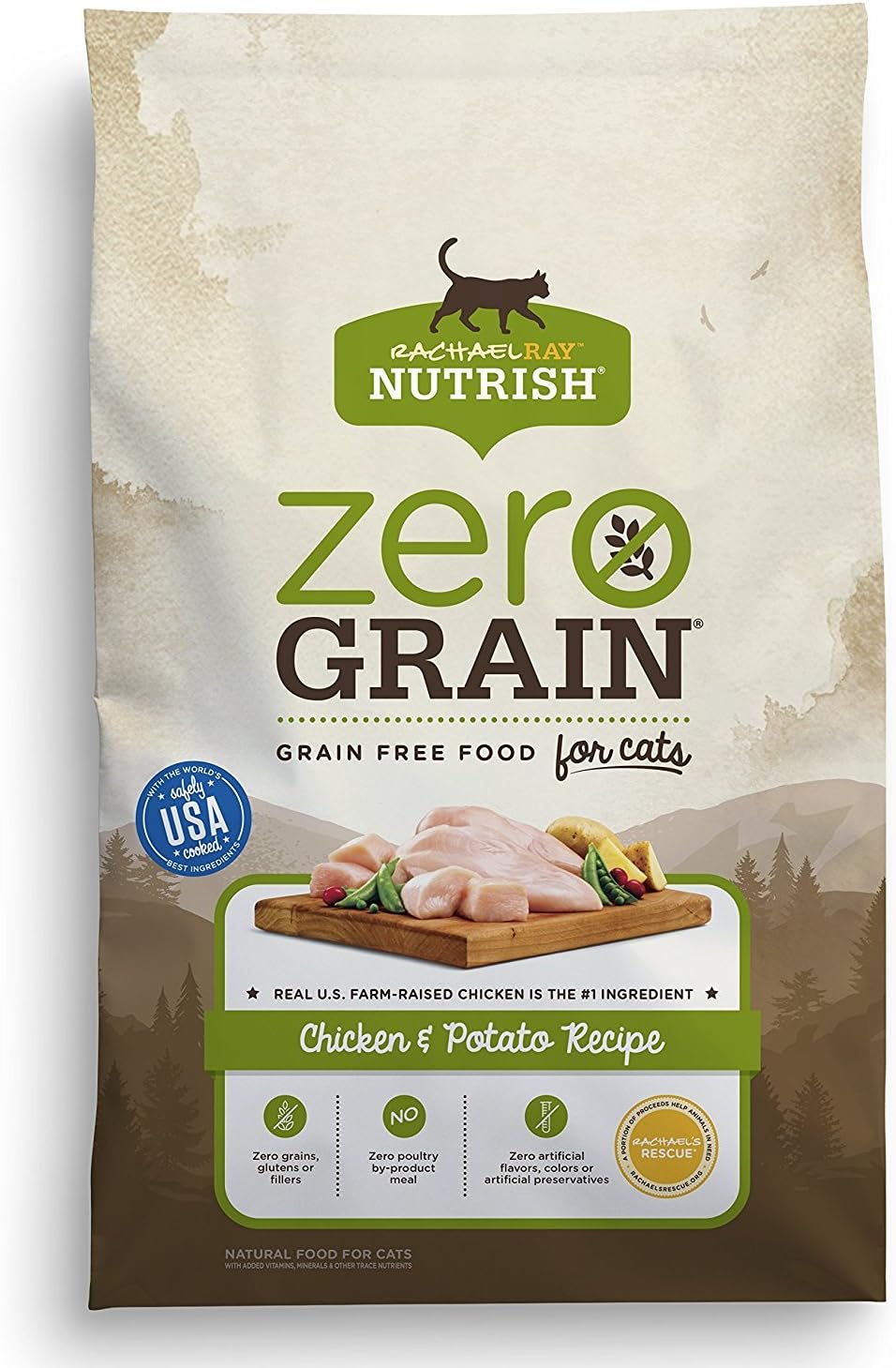 Rachael Ray Nutrish Zero Grain Natural Indoor Dry Cat Food, Chicken & Potato Recipe, 3 Pounds, Grain Free (18438100)