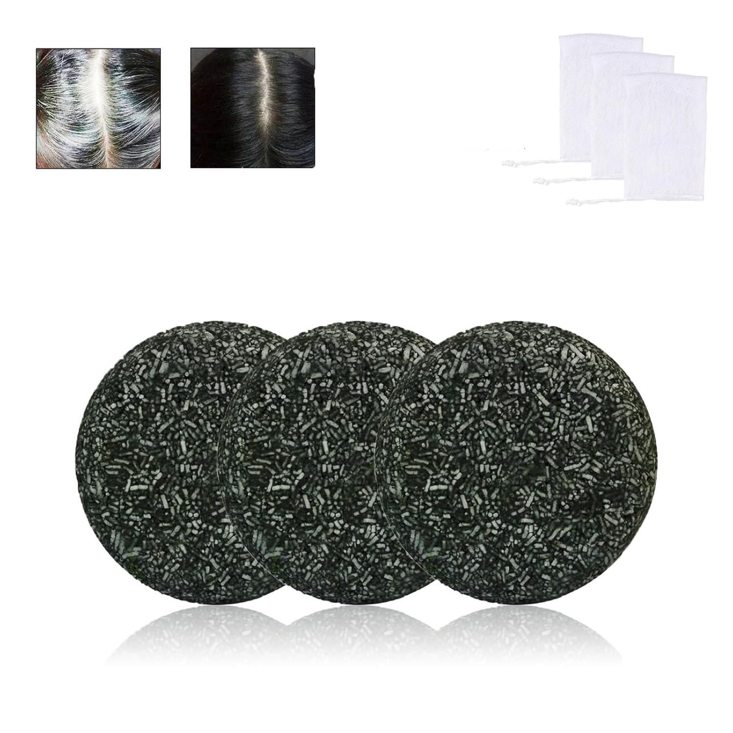 Gray Hair Reverse Bar Soap, Black Soap for Gray Hair Darkening, Mane Reverse Bar for Men & Women, Deep Clean & Nourish & ph Balanced, 3 PCS