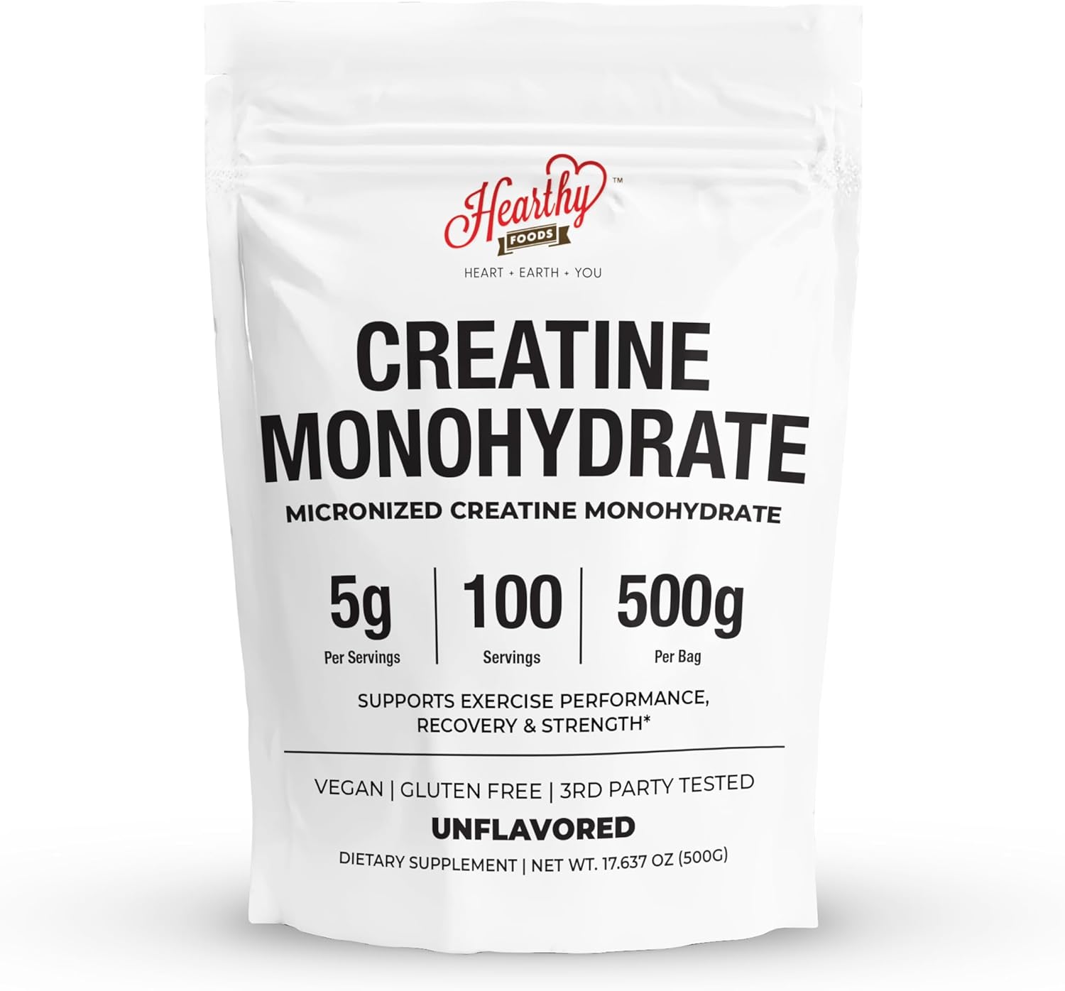 Creatine Monohydrate Micronized Powder 500G - 100 Servings, 5000mg Per Serving (5g) - 17.9 Oz for Men & Women Muscle Growth & Recovery - UNFLAVORED