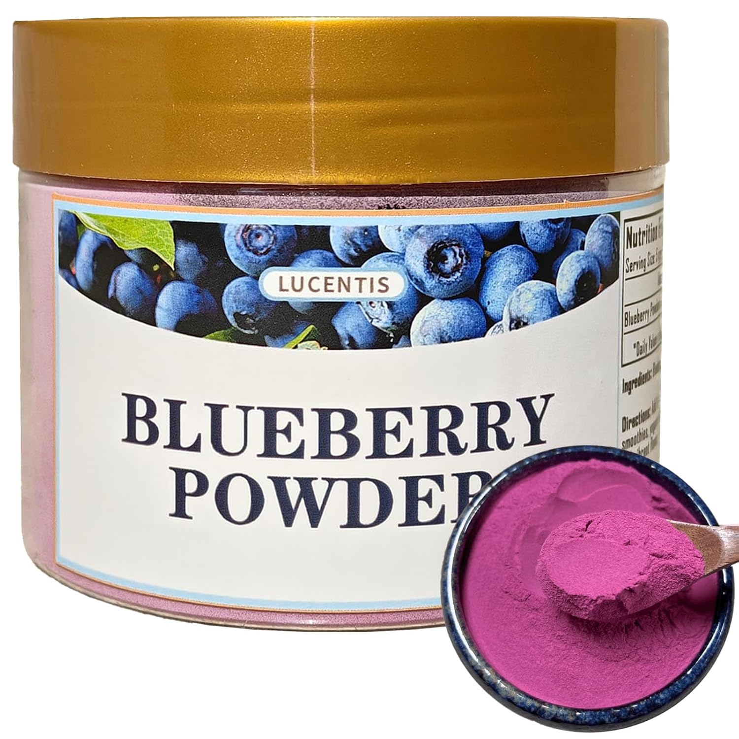 Blueberry Powder Superfood, Non-GMO Herbal Supplement, 150g (5.3oz), Antioxidant Fruit Extract, Vegan, Gluten-Free, Natural Food Coloring for Smoothies, Baking & Desserts蓝莓粉