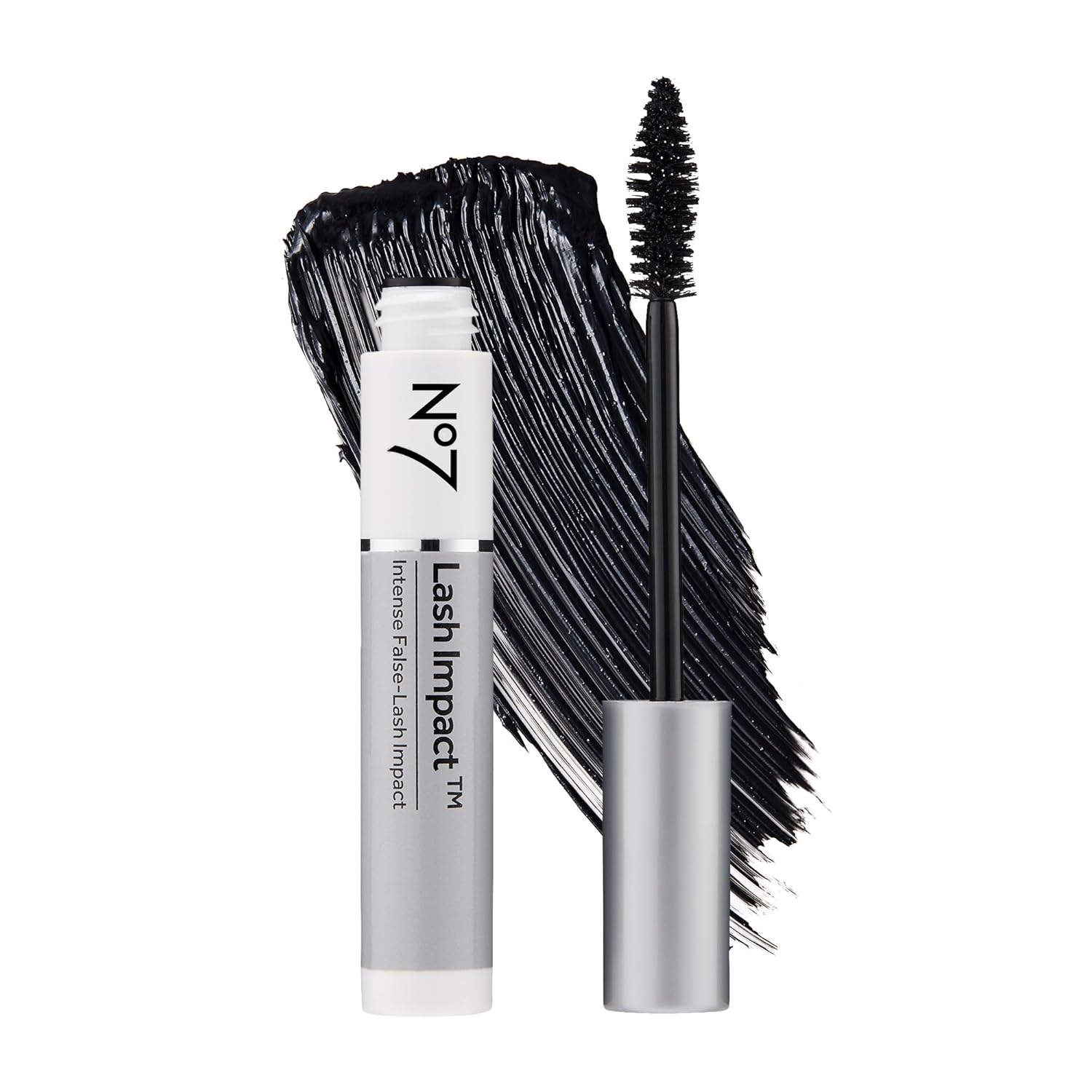 No7 Lash Impact Mascara - Black - Volumizing Mascara for False-Lash Effect - Smudge-Free Formula for Lengthening Lashes with Oversized Cone Brush Applicator (7ml)