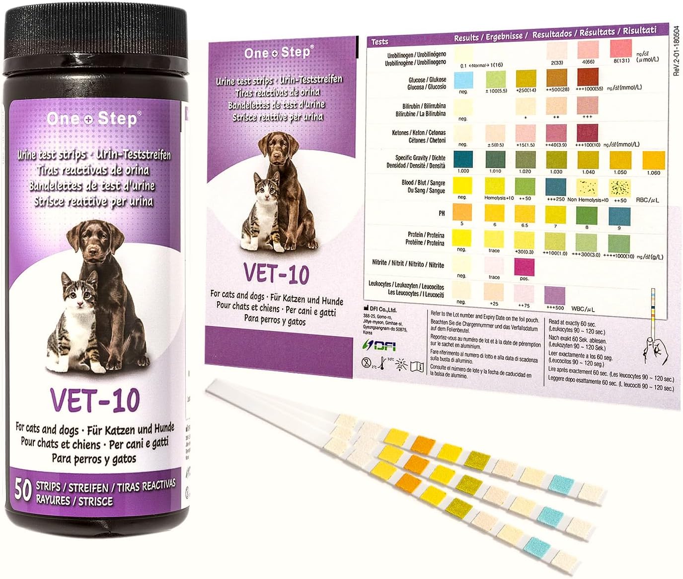 Pet Urine Testing Strips, 50 x Urinalysis Parameter Tests for Dogs, Cats, Vets, Accurate Testing for Veterinarians, Detects UTI, Diabetes, Bladder, Kidney, Liver, SG, pH, Glucose