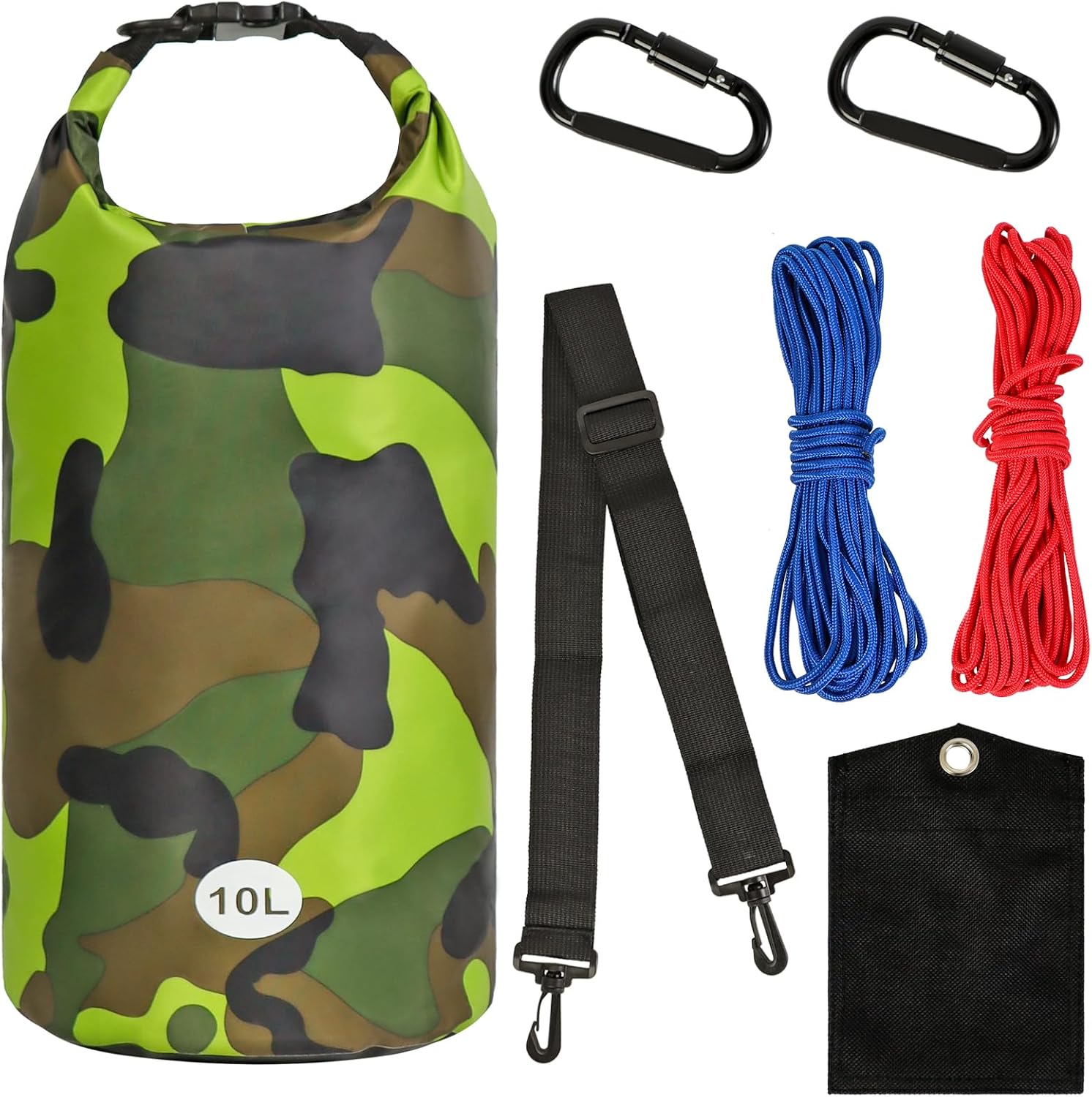 Bear Bag Hanging Kit, 10L Waterproof Bear Proof Food Storage for Backpacking and Camping, Ultralight Bear Proof Canister Gear for Food Storage with Nylon Ropes, Clips and Rock Pouch