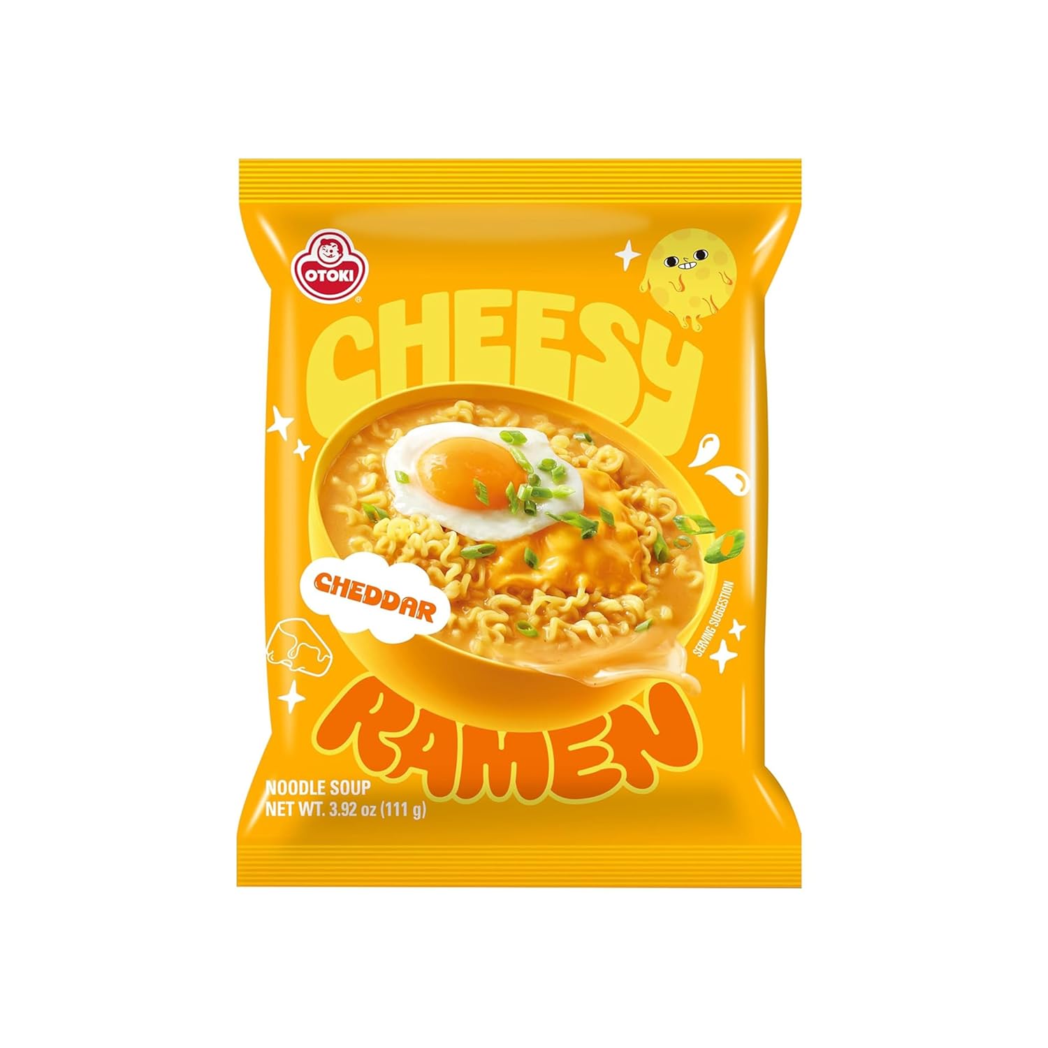 OTOKI Cheesy Ramen, Cheddar Flavor (8 Pack) | Non-Spicy, Creamy & Savory Korean Instant Noodles (PACK OF 8, Cheddar Flavor)