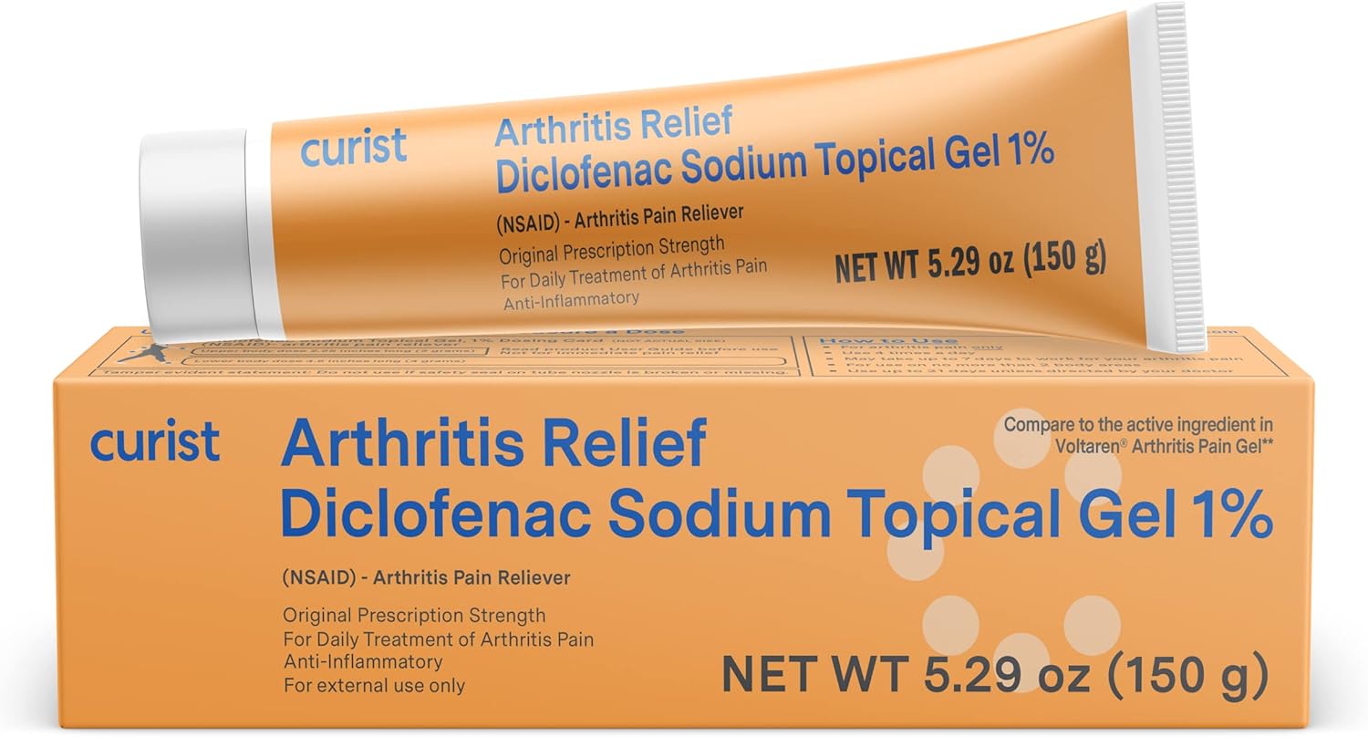 Curist Diclofenac Sodium Topical Gel 1 Percent 150g for Arthritis Pain - Joint Pain Relief for Hand/Foot Pain, Knee/Elbow Pain & Ankle Pain - 1% - 5.29oz