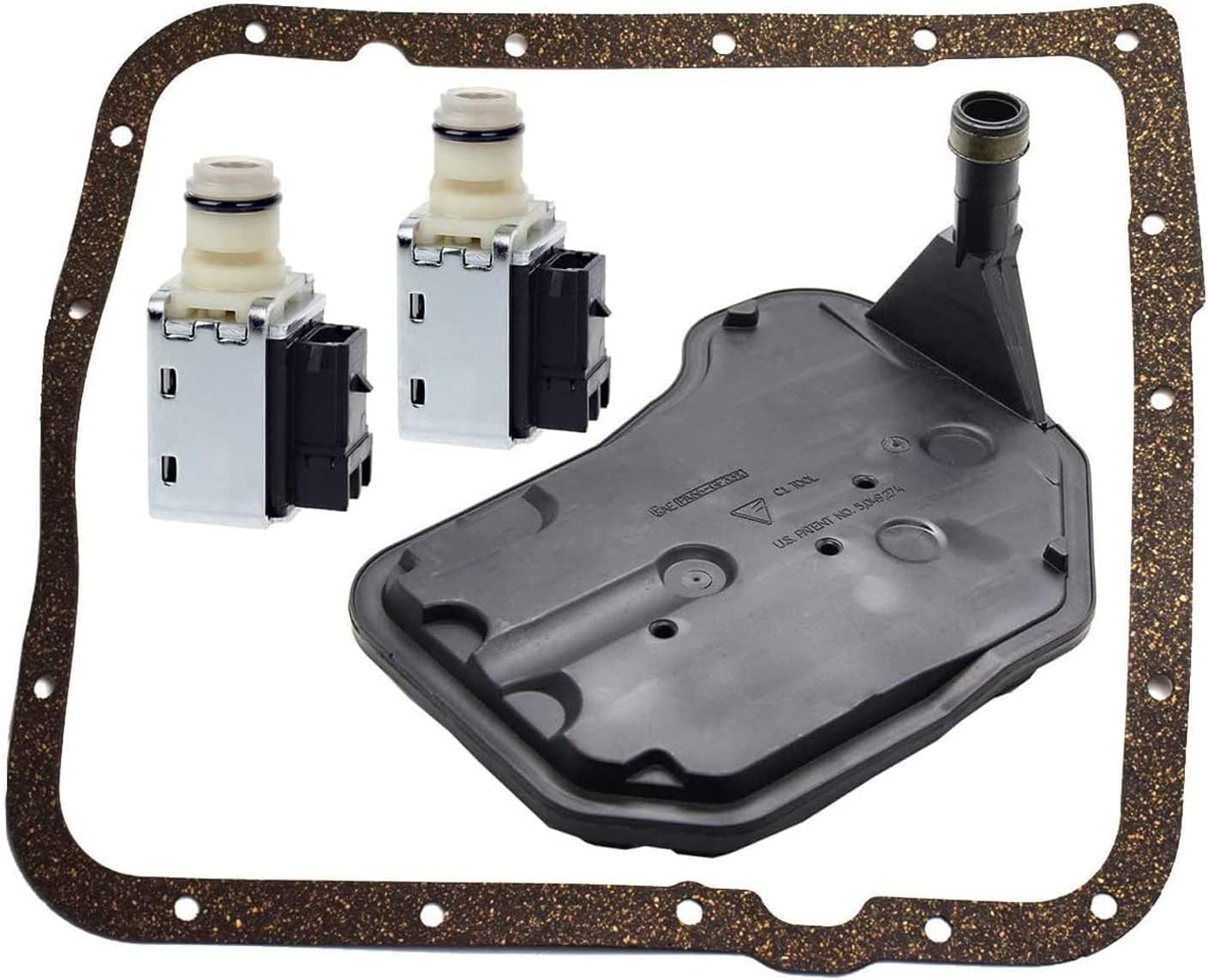 4L60E Shift Solenoid Valve A&B with Transmission Filter Gasket kit Compatible with 1998-Up GM Chevrolet Buick Pontiac Trucks Replace # 24230298 24208576