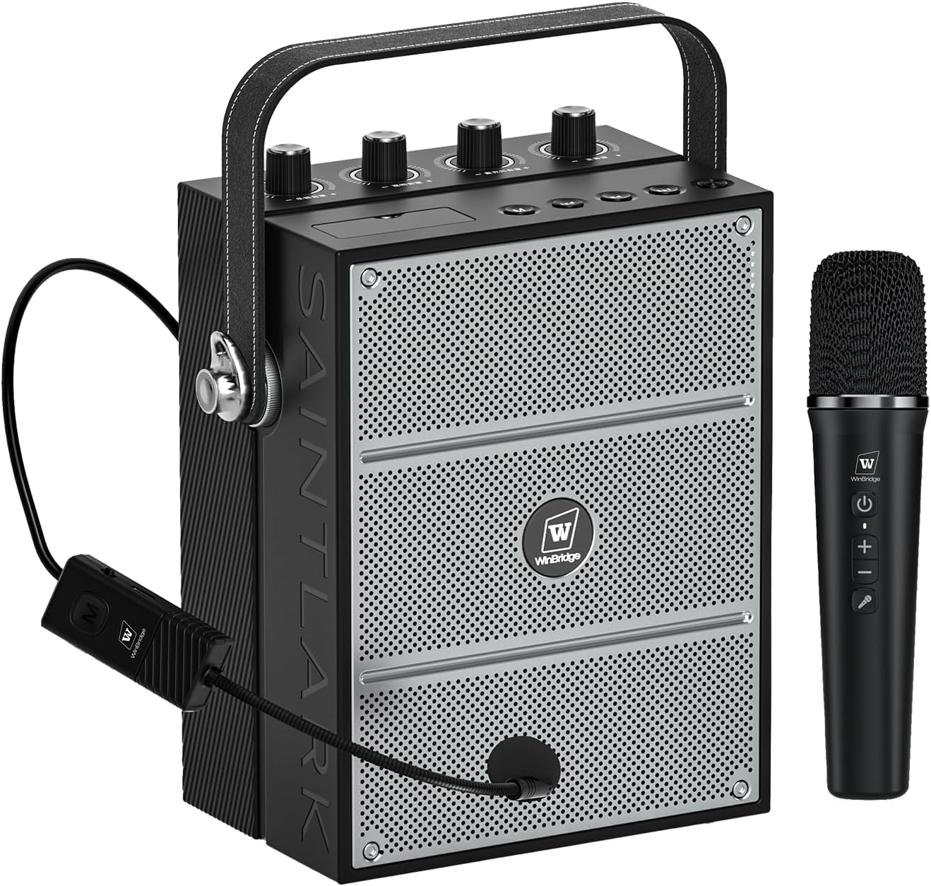 WinBridge 60W Powerful Wireless Voice Amplifier with Handheld and Headset Microphones for Teachers,Portable PA System with Sound Effects, Karaoke Speaker and Mic System Support Guitar Play S97
