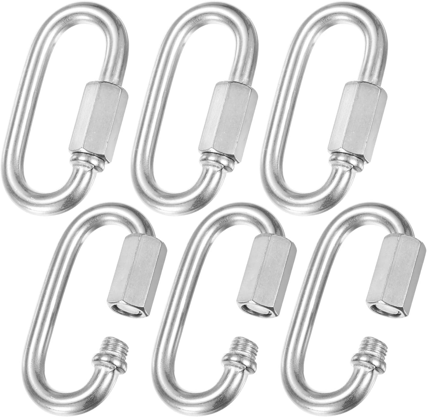 M METERXITY Quick Chain Link Connector, Stainless Steel D-Shape Locking Repair Chain Links for Swing/Camping/Hiking/Backpack, Twist Key Ring Screw Chain Link [Silver]