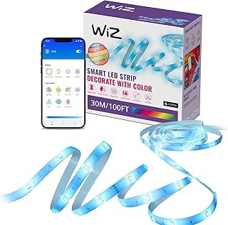WiZ Connected 100 ft LED Light Strip - Flowing Multicolor LED Color-Changing Light Strip For Your Smart Home -Voice/App Control - Works with Google Home, Alexa and HomeKit
