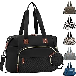 Diaper Bag Tote with Pacifier Case, Large Tote Diaper Bag for Women with Shoulder Straps, Cute Hospital Baby Diaper Tote Bag for Mom, Newborn Baby Diaper Maternity Bag Black