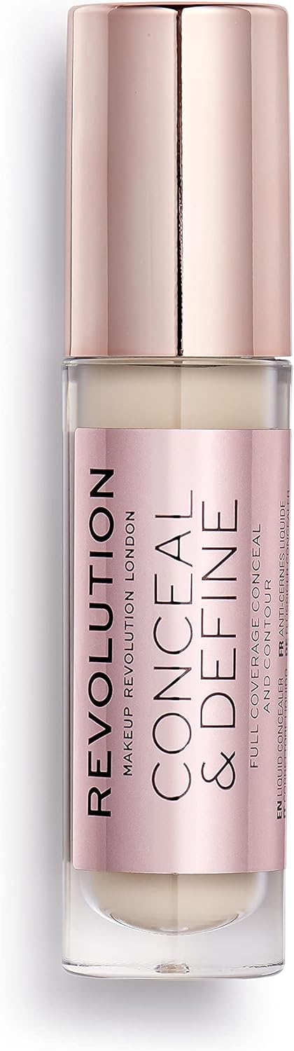 Revolution Conceal & Define Concealer, Lightweight, Long-Lasting, Full Coverage Face Makeup, C1, 4g