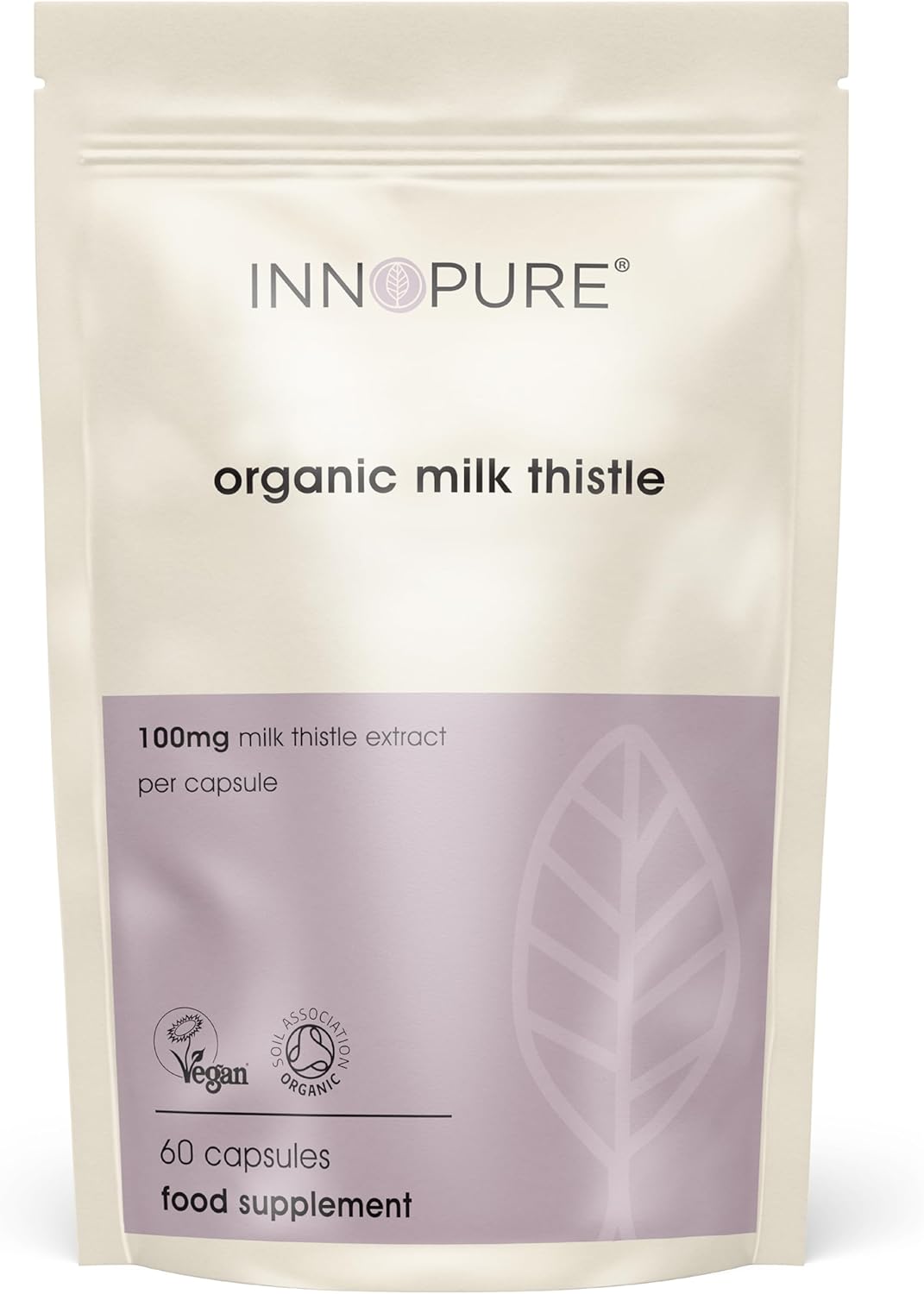 INNOPURE Organic Milk Thistle Capsules - Premium Quality, Soil Association & Vegan Society Certified 100 mg - 80% Silymarin (60 Capsules) UK Made