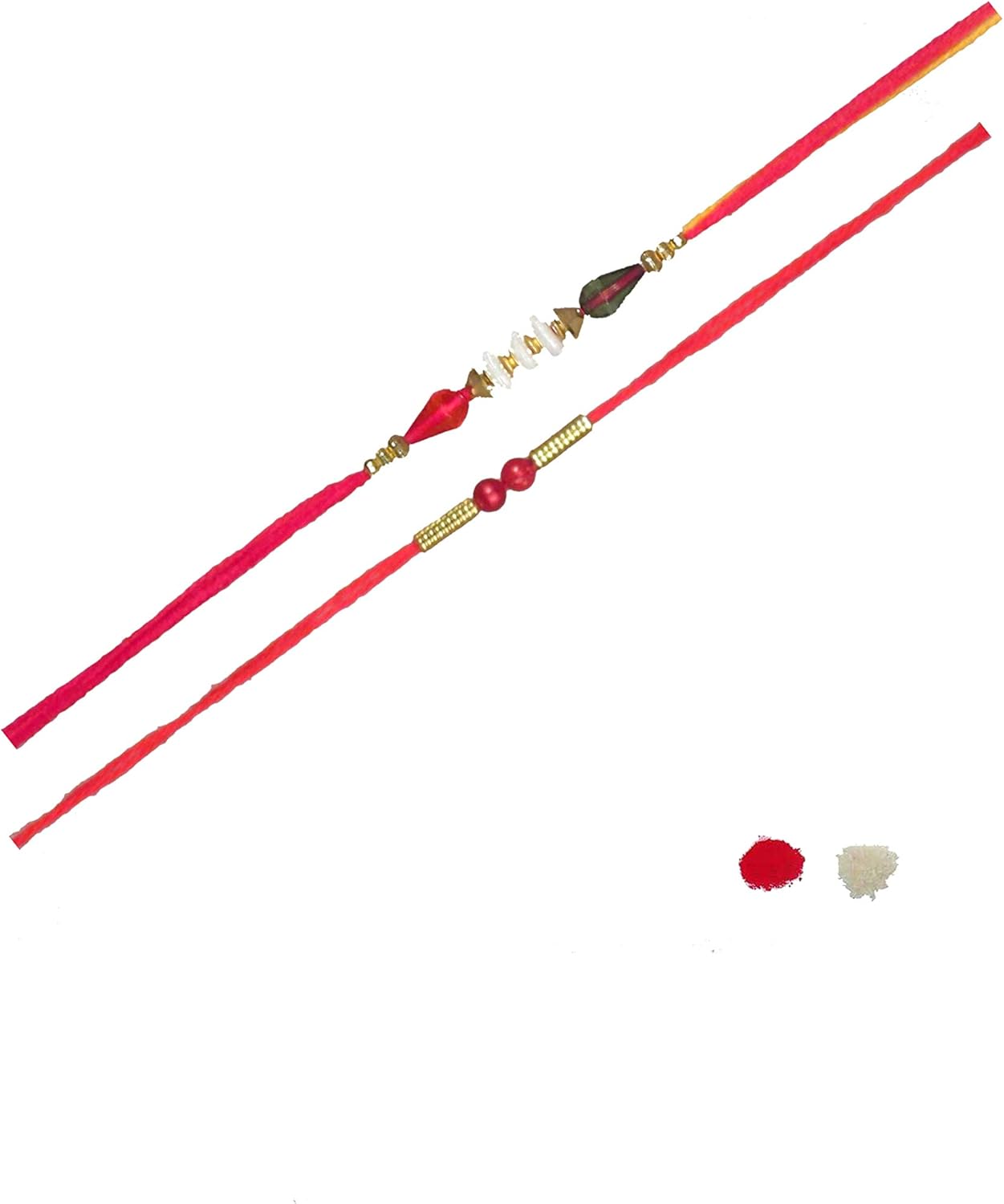 designer red bead rakhi combo for brother | rakhi for brother and bhabhi | rakhi set | rakhi (Pack of 2), Midiam, Rudin
