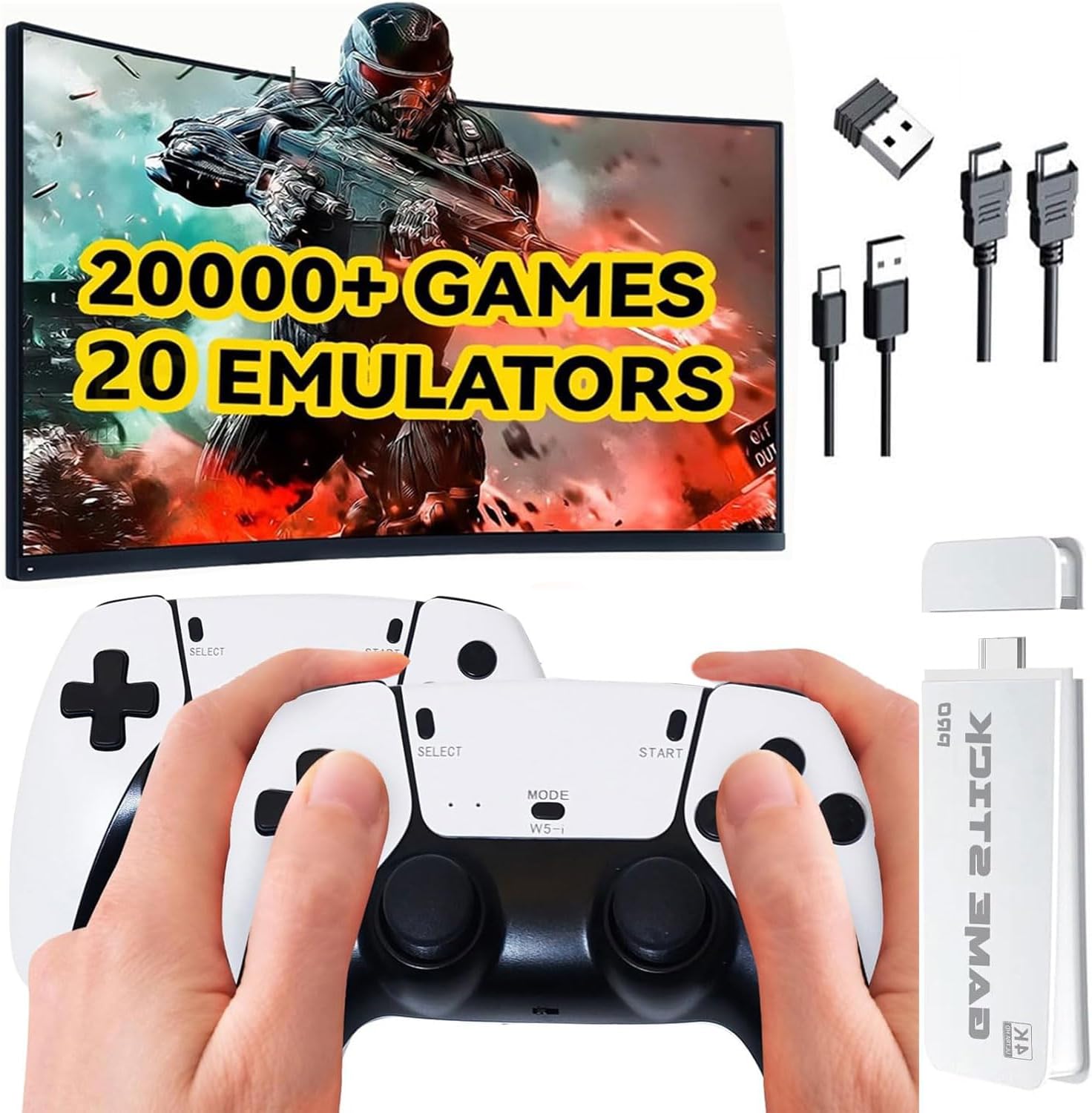 Upgraded Retro Game Console with 21000+ Classic Games - Dual Controllers, Plug & Play, 2 Players for TV, HDMI Output, Family Entertainment System