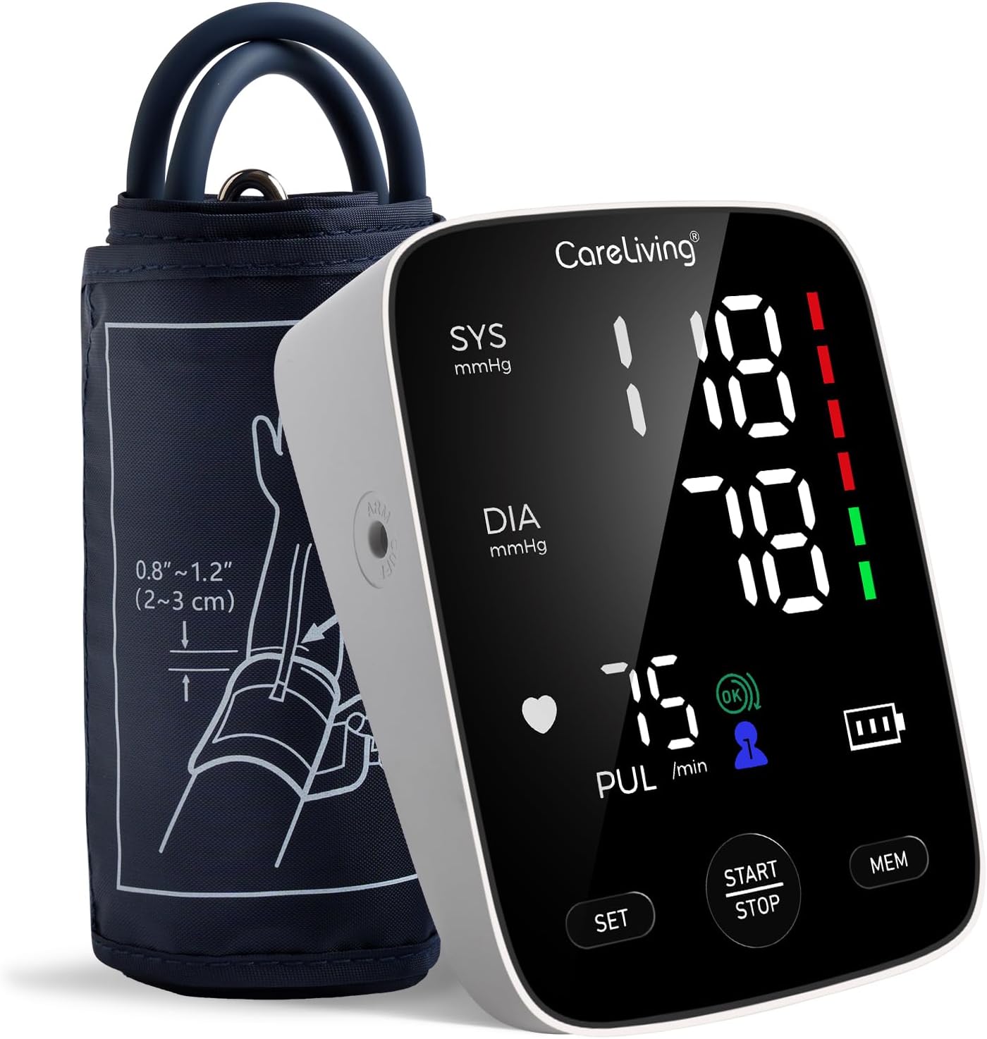 Blood Pressure Monitor, Upper Arm Blood Pressure Monitors for Home Use, 2x199 Readings Memory, Adjustable Arm Cuff 8.7"-16.5", Large Display with LED Background, Light Storage Bag
