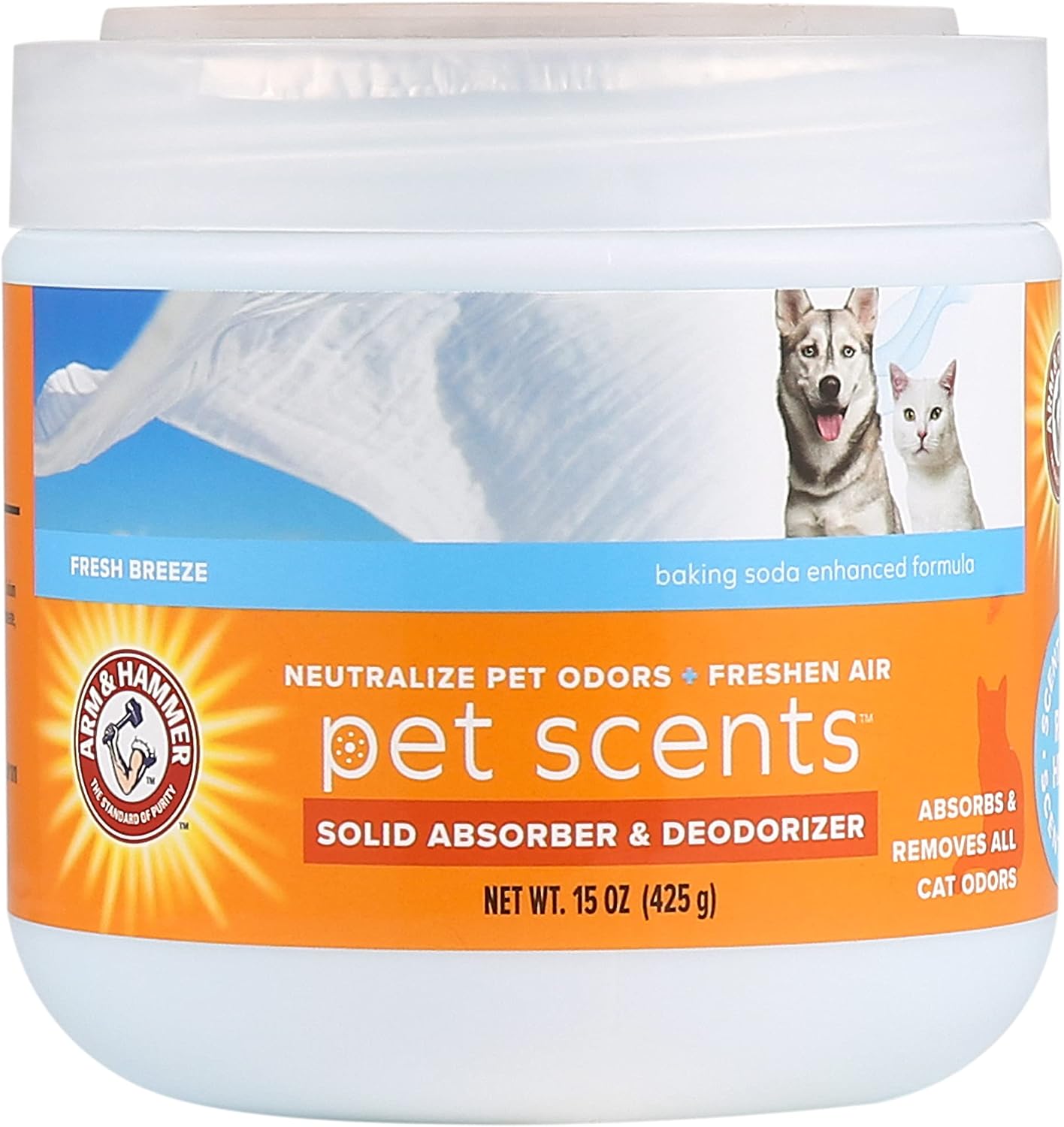 Arm & Hammer Pet Scents Gel Odor Eliminator - Fresh Breeze Solid Air Fresheners for Home - Strong Odor Eliminator Gel for Pet Smell - Room Deodorizer & Odor Absorber - Pet Safe Air Freshener, 15 oz