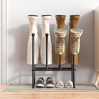 pickpiff Free Standing Shoe Racks - Black Metal Boot Rack, Shoe Organizer for Dorm Room, Closet, Entryway, Bedroom, Patio Outdoor, Hallway, Black Shoe Rack Organizer, Shoe Storage Fit for 4 Pairs
