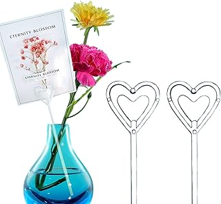 BEADNOVA Floral Pick Card Holder 50pcs 10inch Plastic Straight Head Flower Pick Card Holder for Floral Arrangement Bouquet Wedding Decoration (Heart Shape Head)