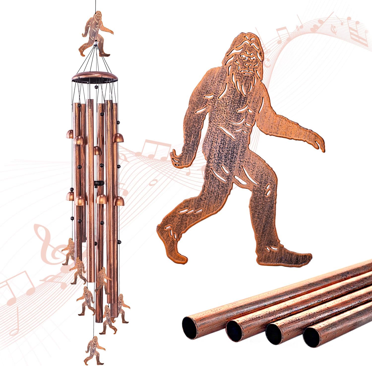 Extra Large 55 inch Bigfoot Wind Chimes for Outside,Big Foot Sasquatch Gifts for Men Women/Memorial Gifts/Birthday Gift Metal windchimes Outdoors/Indoors,Garden Decor,Patio,Home,Porch,Yard Decoration