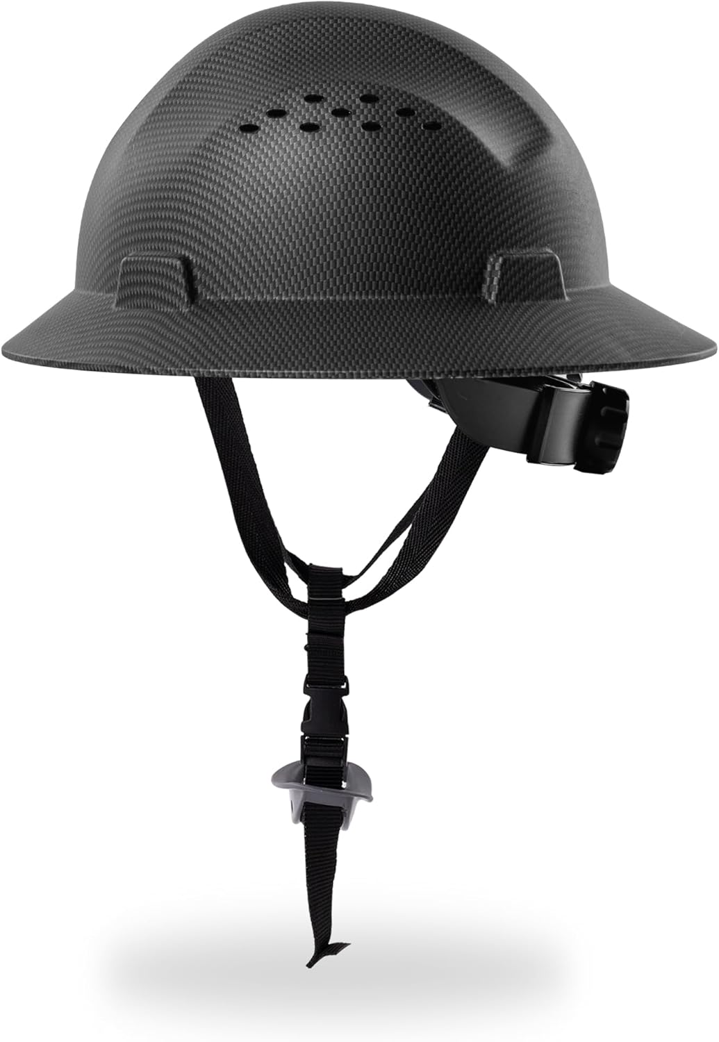 Carbon Fiber Design Full Brim Hard Hat, OSHA Approved Construction Hard Hats for Men, 4-Point Adjustable Suspension, ANSI Z89.1