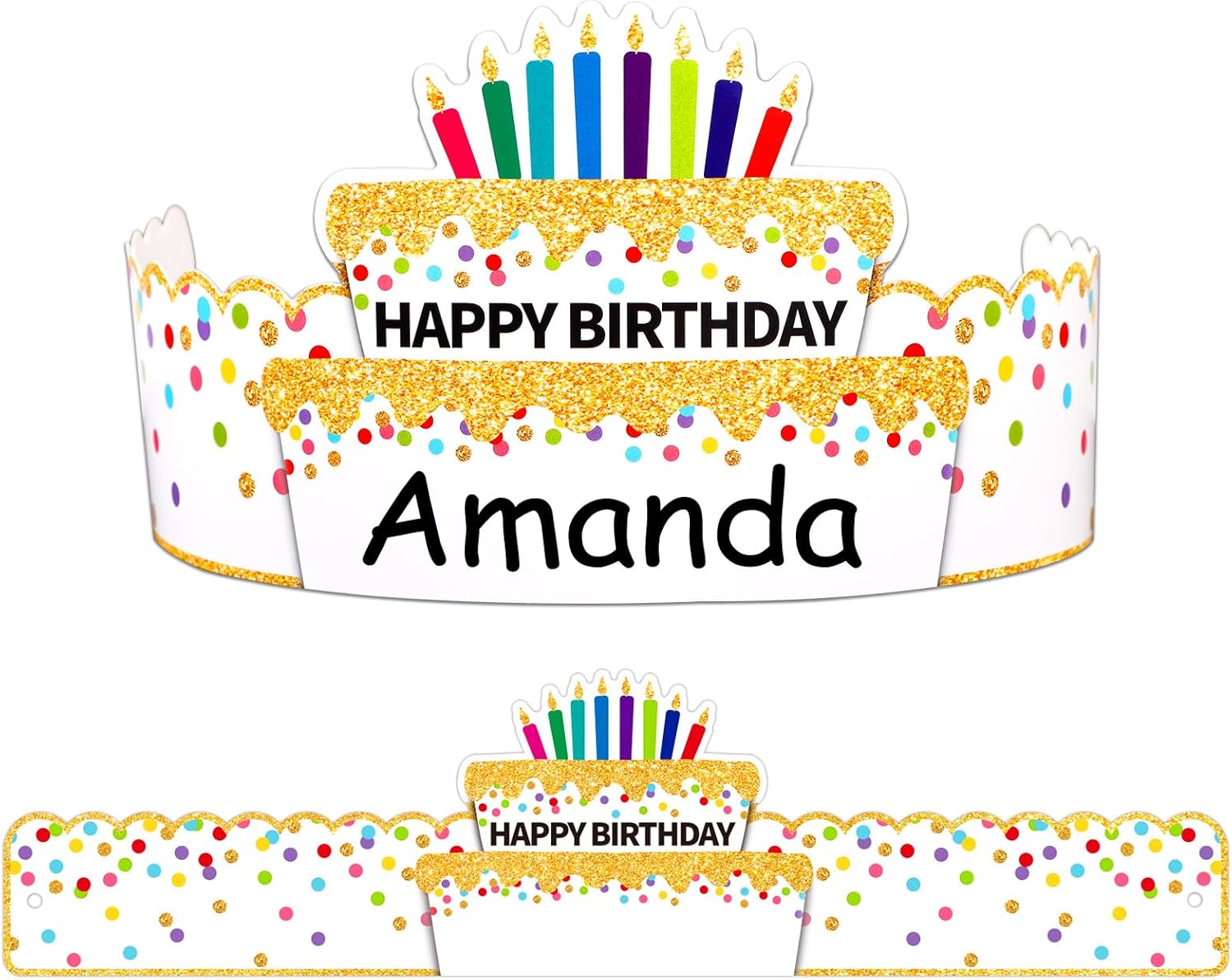 WaaHome Confetti Birthday Crowns for Kids Classroom - 24pcs Adjustable Happy Birthday Party Paper Hats Headbands for Students, Classroom Birthday Party Supplies for Teachers