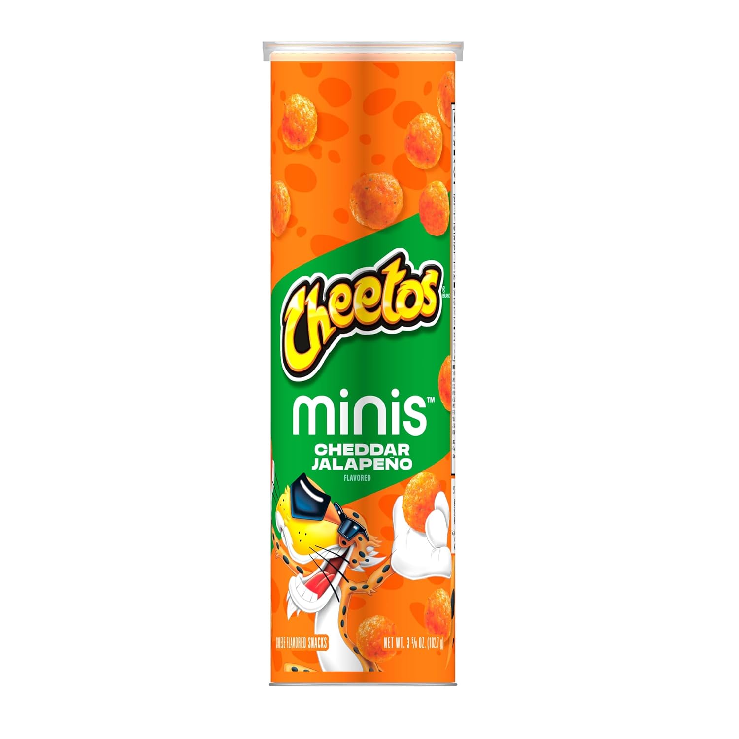 Cheetos Minis, Cheddar Jalapeno, 3.625 oz Canister