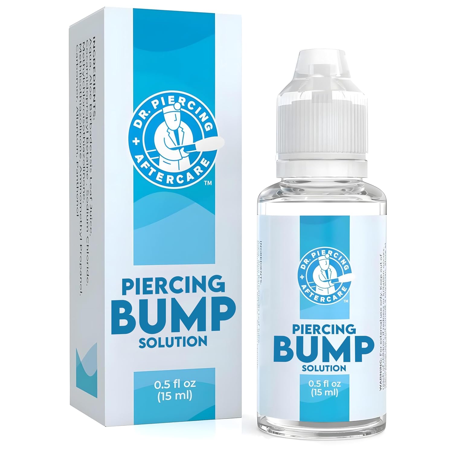 Dr. Piercing Aftercare Keloid Bump Solution Drops 15mL - Gentle Saline Formula with Provitamin B5 for Bump Care - Nose Ear Belly Lip Aftercare Cleaner