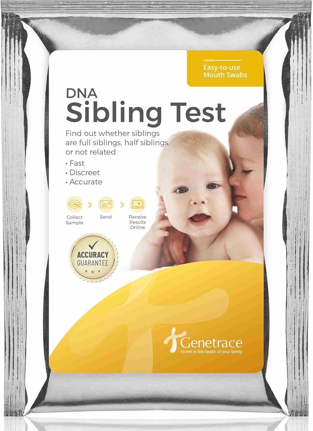 DNA Sibling Test - at-Home Collection Kit for Full & Half Siblings - Lab Fees & Shipping Included - Results in 1-2 Days