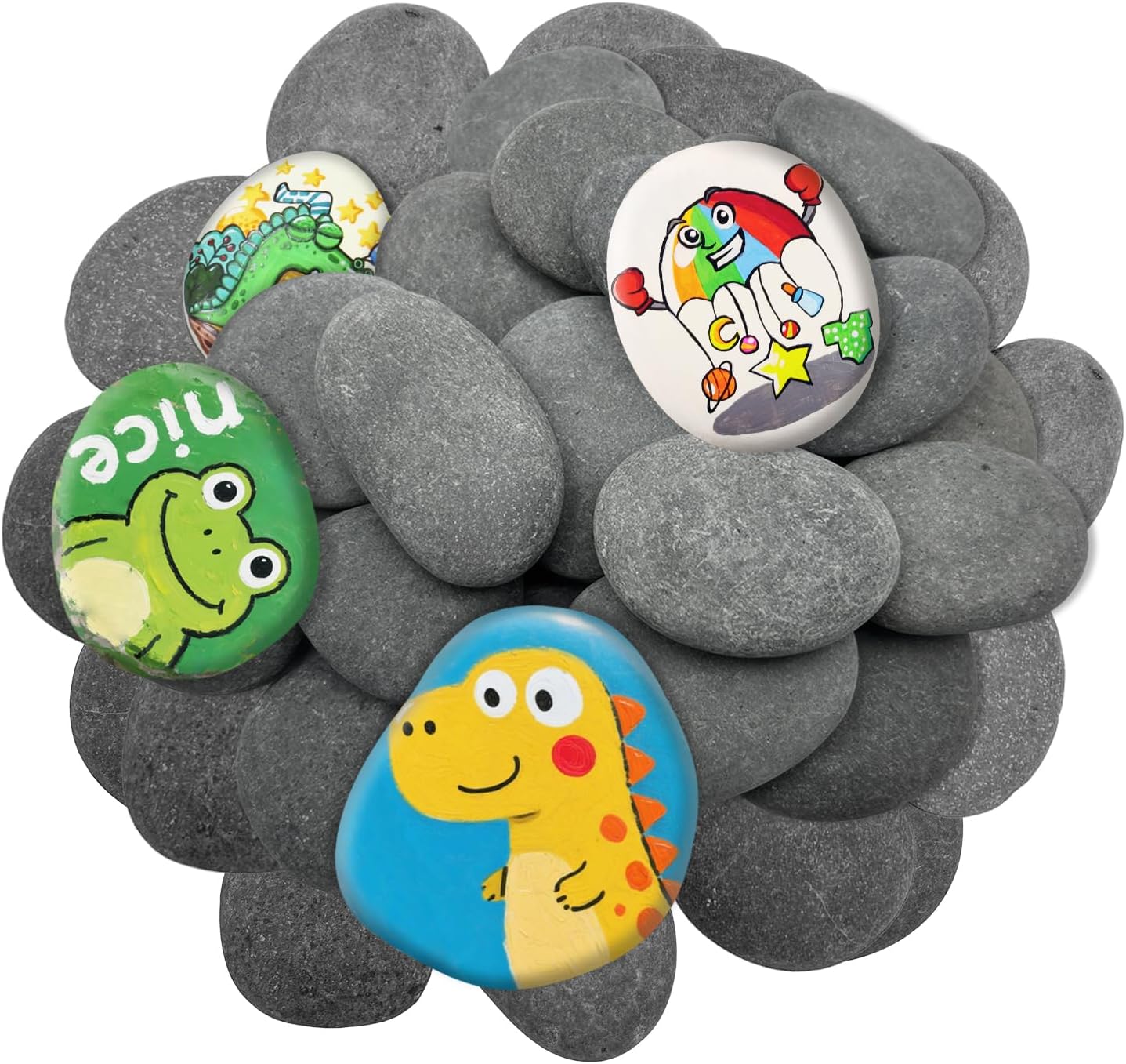 26PCS River Rocks for Painting 2-3 Inch Painting Rocks Flat Smooth Rocks to Paint Natural Rock Painting Bulk for Kids, Stones for Arts & Crafting Gift