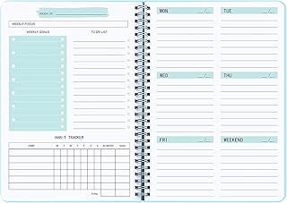 Undated Weekly Goals Notebook, A5 To Do List Planner with Spiral Binding, 5.7 x 8.0 inches