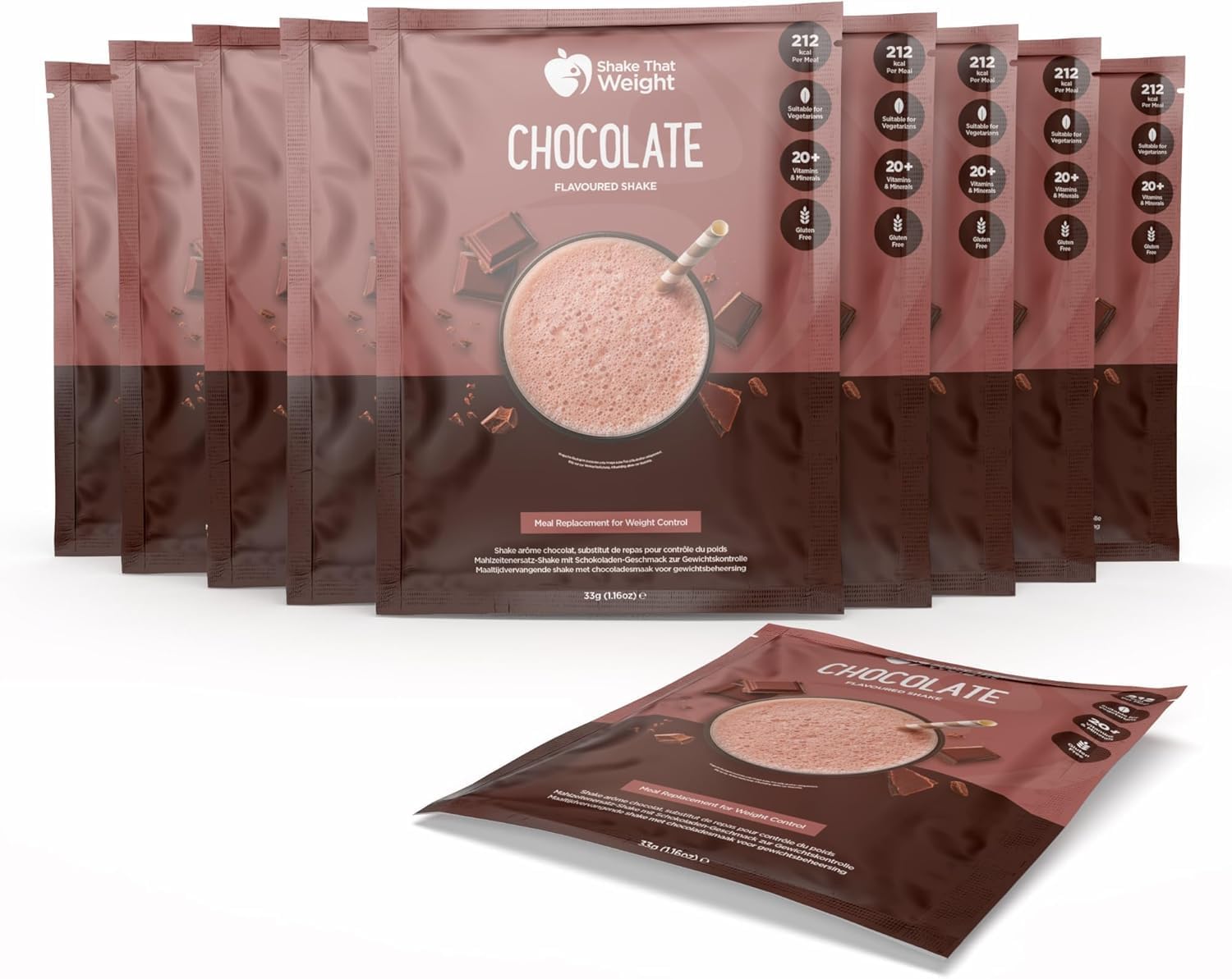 Shake That Weight 10x Diet Shakes - Chocolate - Meal Replacement Plan for Weight Loss - Very Low-Calorie Diet - VLCD - High Protein, High Fibre, Gluten Free, Vegetarian