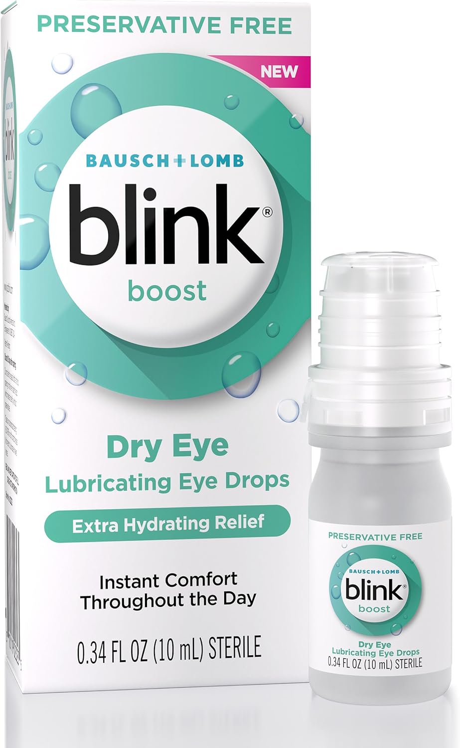 Blink Boost Preservative-Free Lubricating Eye Drops, Moisturizing & Soothing for Mild Dry Eyes, with Hyaluronate, Hydrating Relief Instant Comfort Throughout the Day, Contact Lens Friendly, 0.34 FL Oz