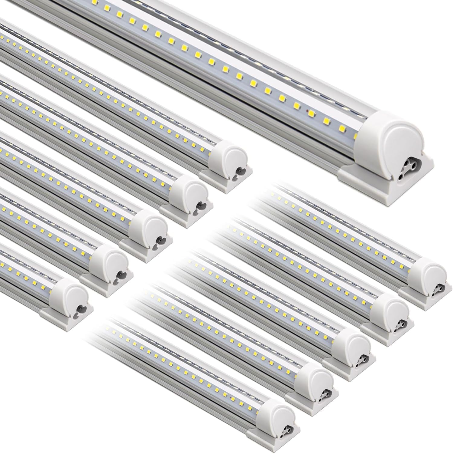 Barrina T8 LED Shop Lights 8FT, 72W 10000LM 6500K, High Output, 10 Packs