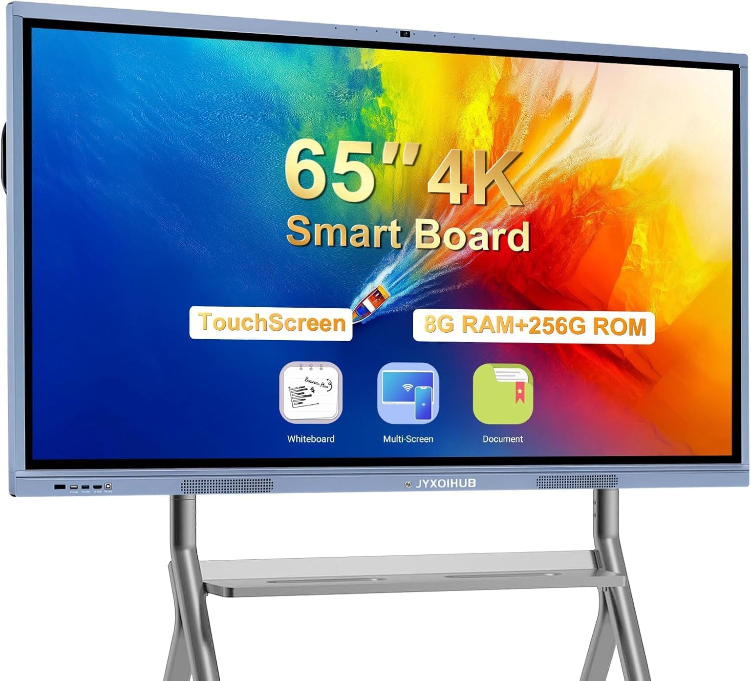 65" Smart Board, 4K UHD Interactive Whiteboard All-in-One Touchscreen Built-in PC, Android 11 & Windows 10 8+256GB 20MP Camera Digital Whiteboard for Classroom Office Home Business Boardroom Meeting