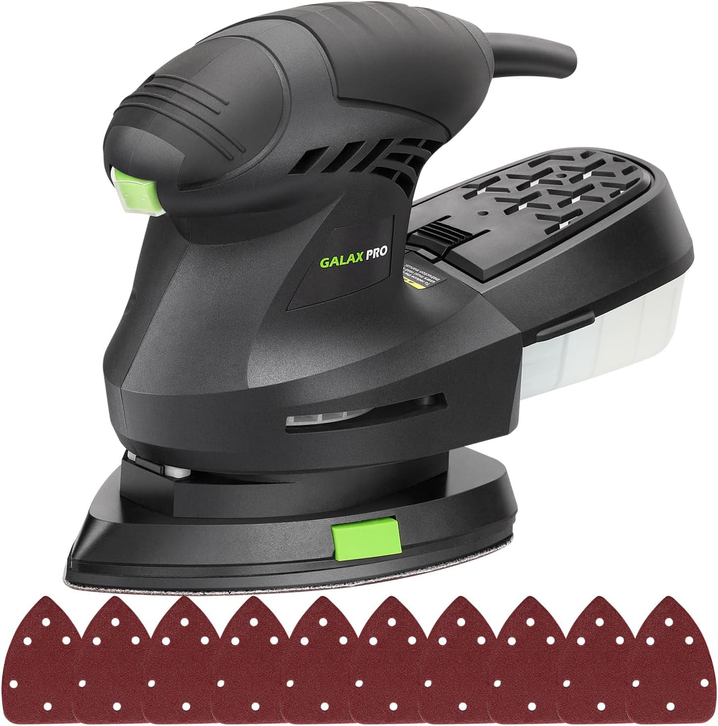 GALAX PRO 200W Detail Sander, 12000 OPM Electric Orbital Sander with Dust Collection and 10 Pieces of Sandpaper