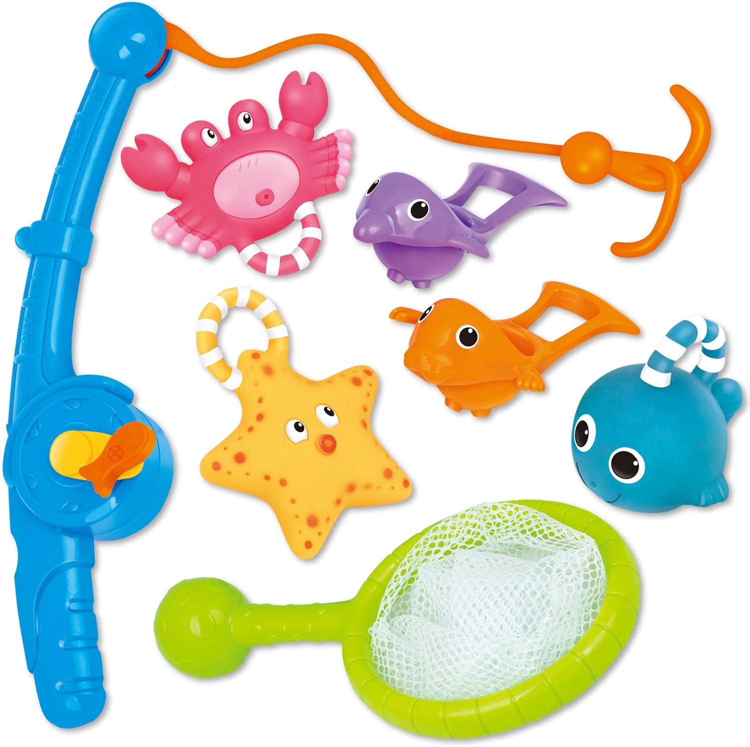 Bath Toy, Fishing Floating Bath Squirters Toy and Water Spoon with Organizer Bag(8 Pack), KarberDark Fish Net Game in Bathtub Bathroom Pool Bath Time for Kids Toddler Baby Boys Girls by KarberDark
