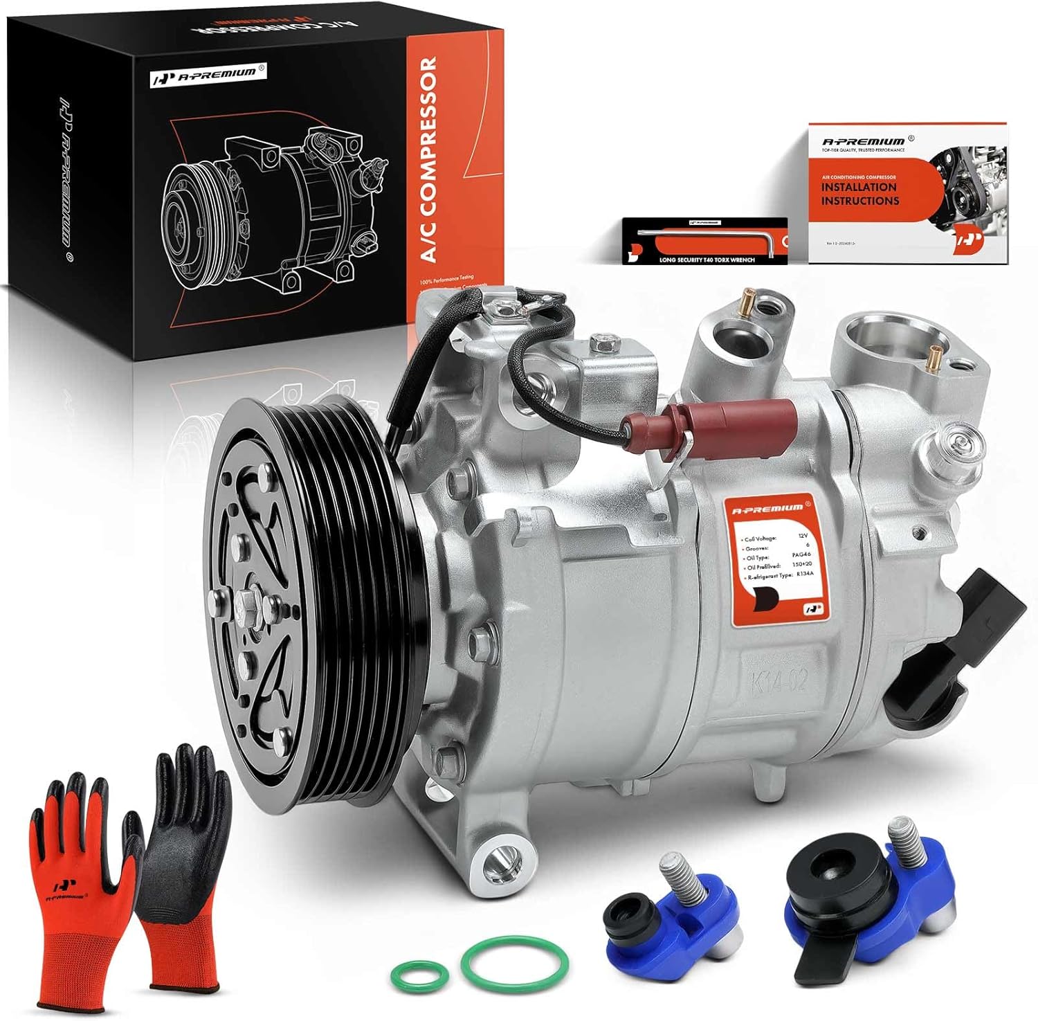 A-Premium A/C Compressor with Clutch Compatible with Volkswagen Jetta 2019-2021, Golf 2018-2019, Tiguan 2018-2020, GTI 2019-2020, Golf R 2019, Golf SportWagen 2019