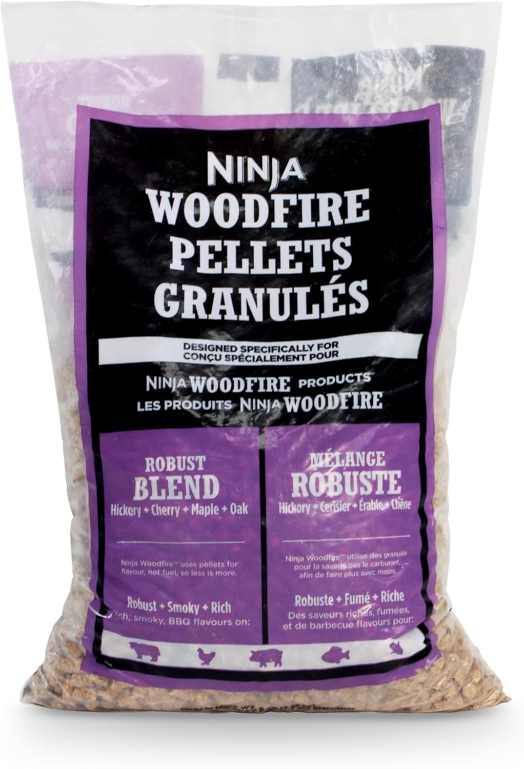 Ninja Woodfire® Pellets, Robust Blend 5-lb Bag, 100% Real Wood Pellets, Rich, Classic BBQ Smoked Flavors Compatible with All Ninja Woodfire™ Products, XSKOP5R