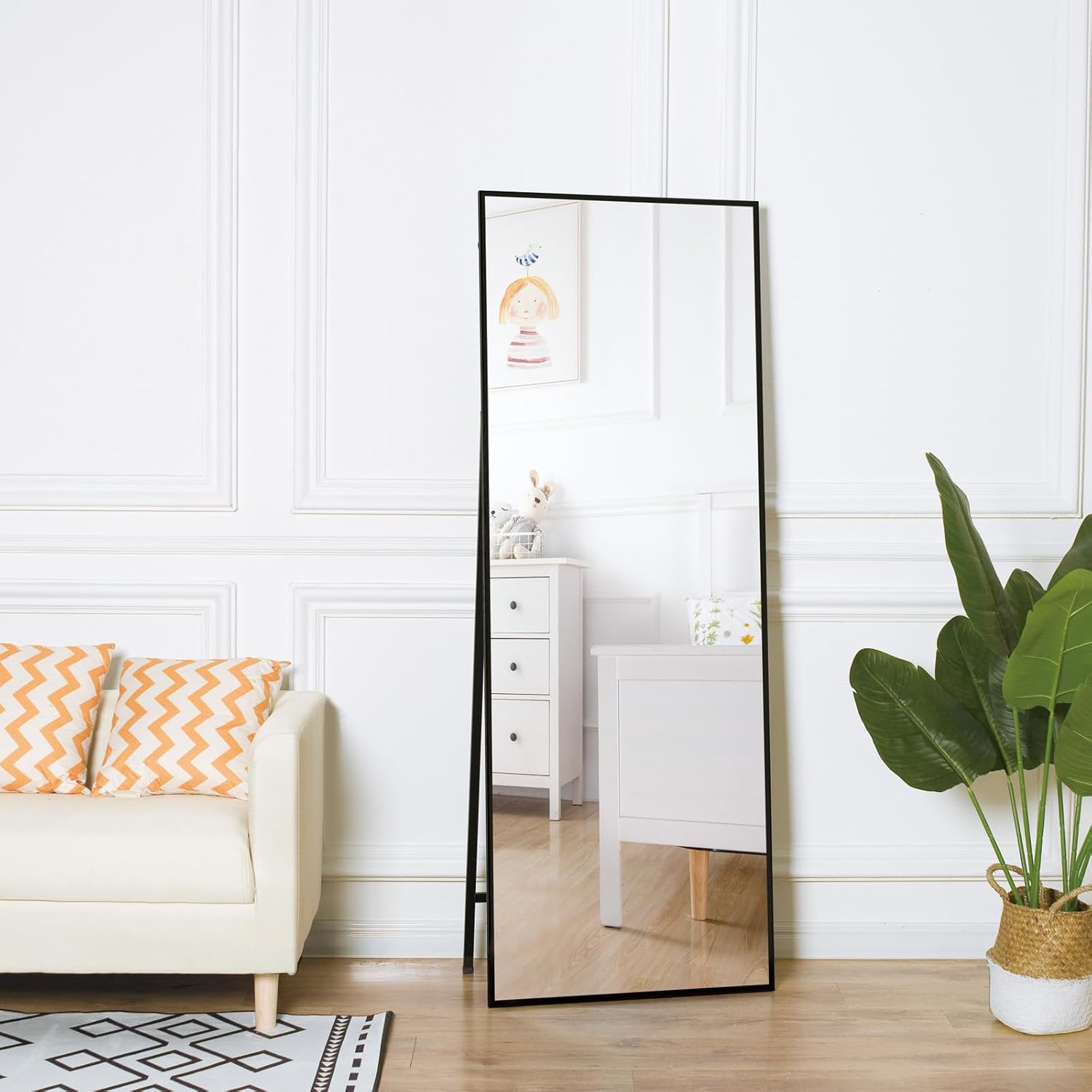 AVGVLIJ Full Length Mirror, Standing Black 65’’x23’’ for Bedroom with Aluminum Frame, Large Full Body Floor Mirror Wall Hanging or Leaning Modern Decor for Dressing, Living Room (Black)