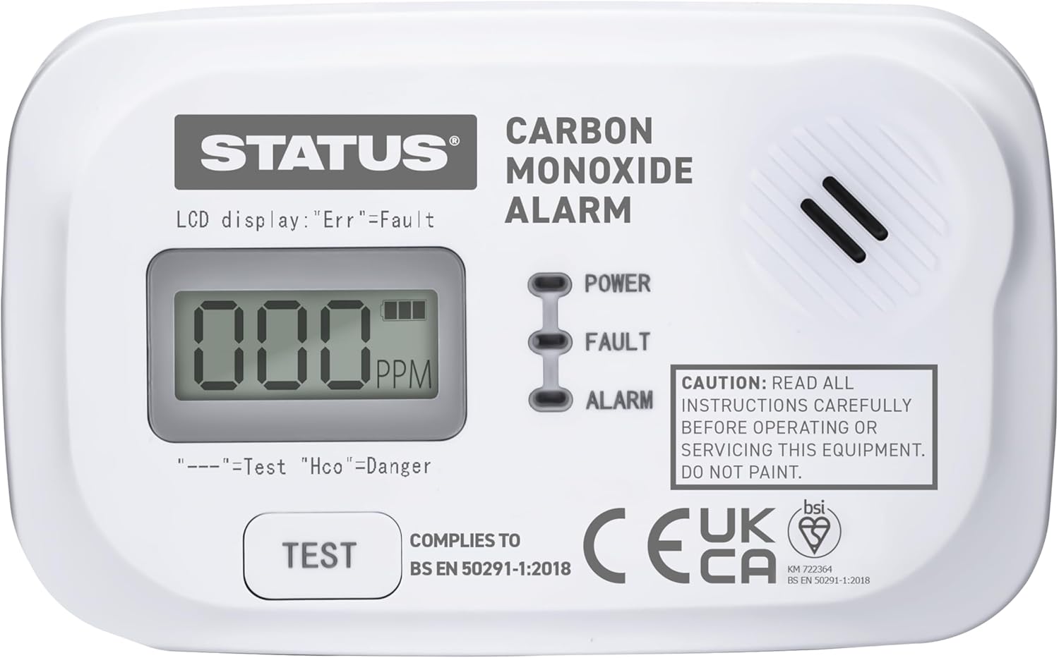 STATUS Monoxide Alarm, Home Carbon Monoxide Detector including Batteries, SDCMA2XAA1PB4