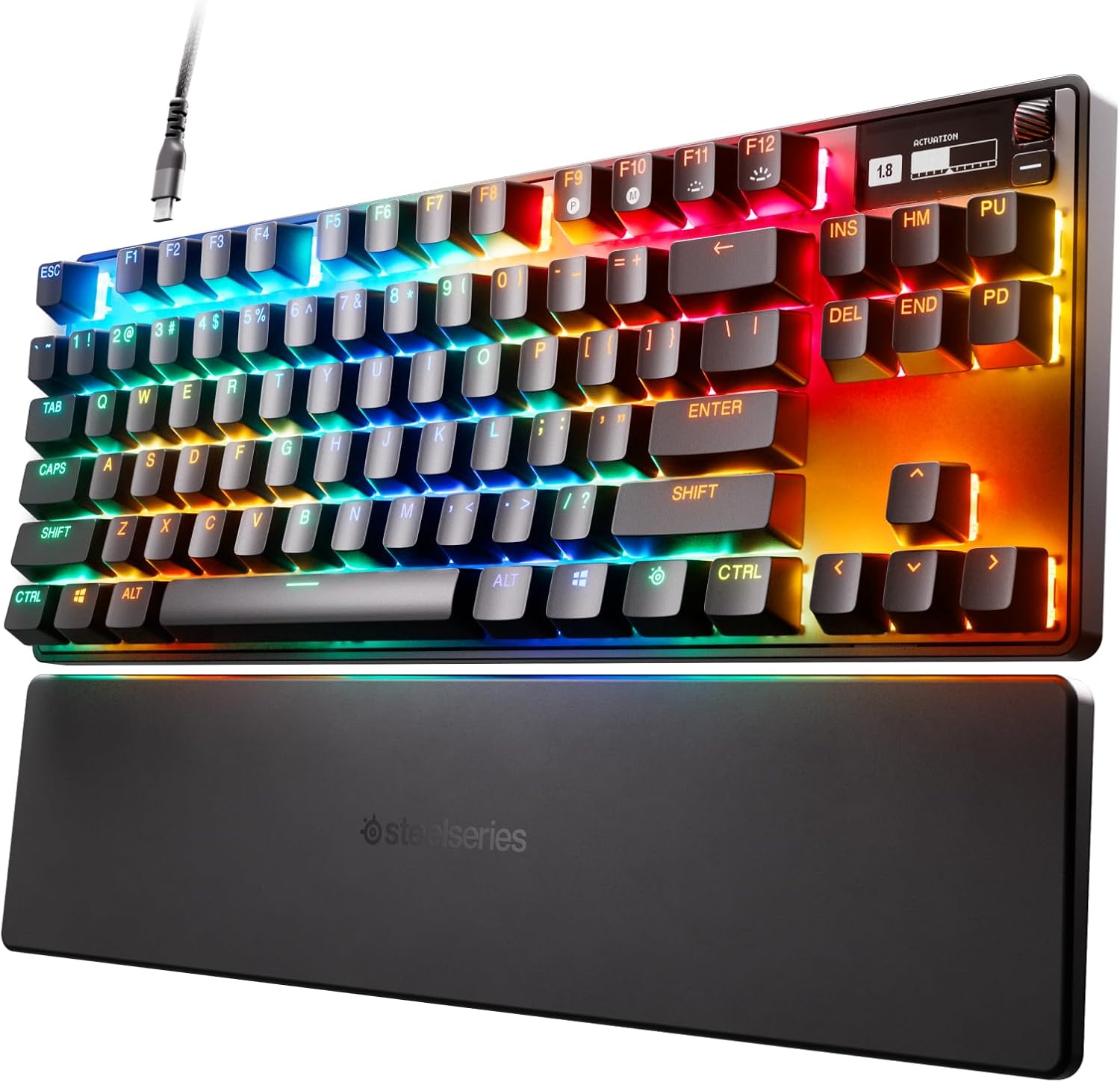 SteelSeries Apex Pro TKL HyperMagnetic Gaming Keyboard - Adjustable Actuation - Esports Tenkeyless - OLED Screen - RGB - PBT Keycaps - USB-C - 2023 Edition,Black