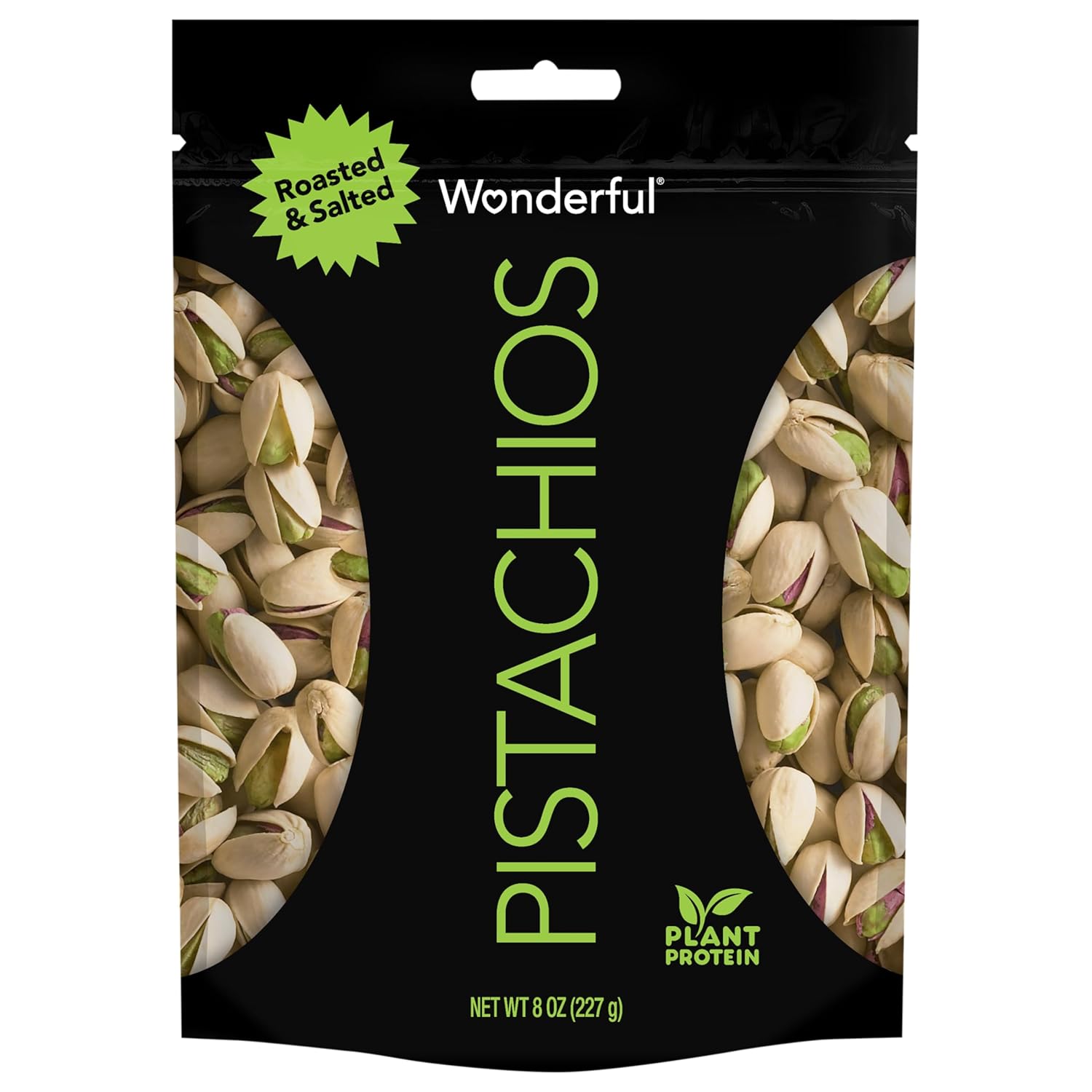 Wonderful Pistachios In Shell, Roasted and Salted Nuts, 8 Ounce Bag, Healthy Snack, Protein Snack, Pantry Staple, School Snacks