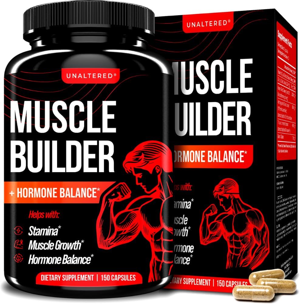 UNALTERED Muscle Builder for Men - Supports Muscle Growth, Size, Strength - Natural Muscle Building Supplement & Energy Booster - Tribulus Terrestris, Ginseng, Vitamin D3, Ashwagandha - 150 Capsules