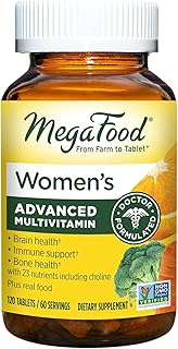 MegaFood Women's Advanced Multivitamin for Women - Doctor-Formulated With Iron, Choline, Vitamin D, Vitamin C & Zinc - Brain Health - Immune Support - Non-GMO - Vegetarian - 120 Tabs (60 Servings)