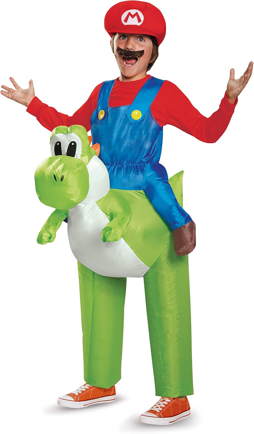 Super Mario Bros. Mario Riding Yoshi Inflatable Costume, Officially Licensed Super Mario Bros Costume for Kids, One Size